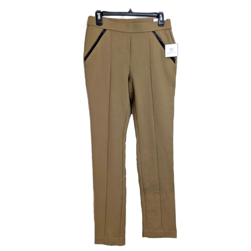 NEW Rafaella Comfort Slim Leg Ponte Knit Pants - Tan Beige - Size 4 Womens